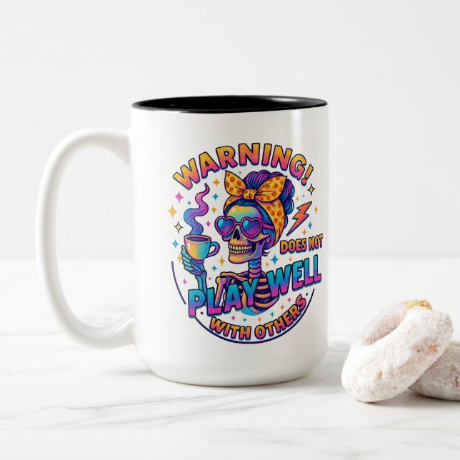 Caneca De Café Em Dois Tons Não Joga Bem... (Com Donut)