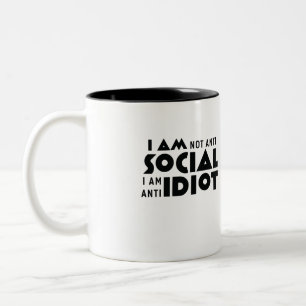 Caneca De Café Em Dois Tons Não sou antissocial, sou anti-idiota Geek Mug