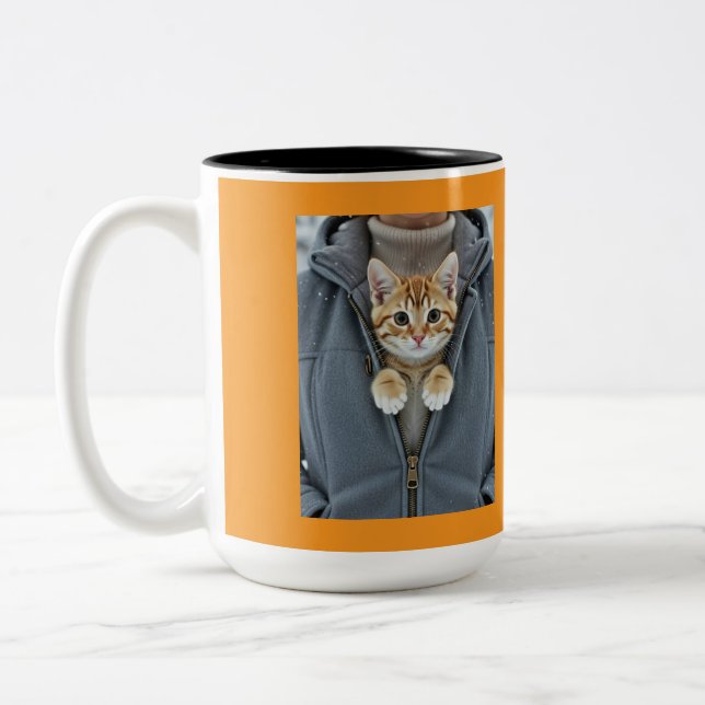 Caneca De Café Em Dois Tons Não Toque, Mãe de Gato Perfeita,  (Esquerda)