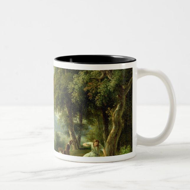 Caneca De Café Em Dois Tons Narciso que admira sua reflexão (Direita)