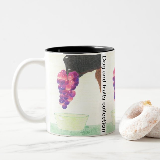 Caneca De Café Em Dois Tons Nariz de cachorro e uva  (Com Donut)
