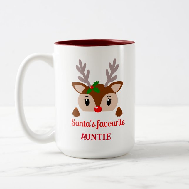 Caneca De Café Em Dois Tons Nariz vermelho giro Reindee, cacau quente Natal (Esquerda)