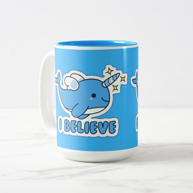 Caneca De Café Em Dois Tons Narval Eu Acredito (Frente Esquerda)
