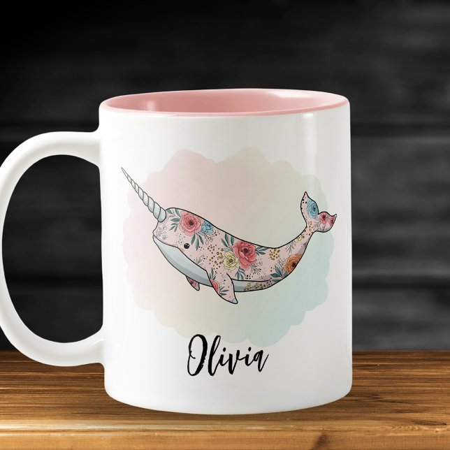 Caneca De Café Em Dois Tons Narval Fantasia Floral (Criador carregado)