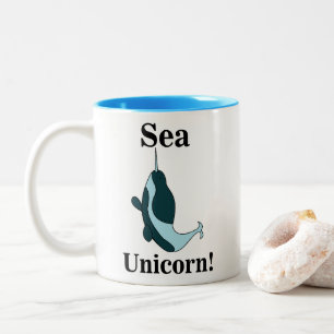 Caneca De Café Em Dois Tons Narval Unicórnio do Mar Engraçado