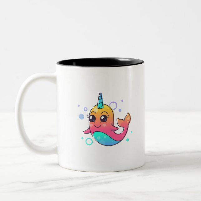 Caneca De Café Em Dois Tons Narwhal (Esquerda)