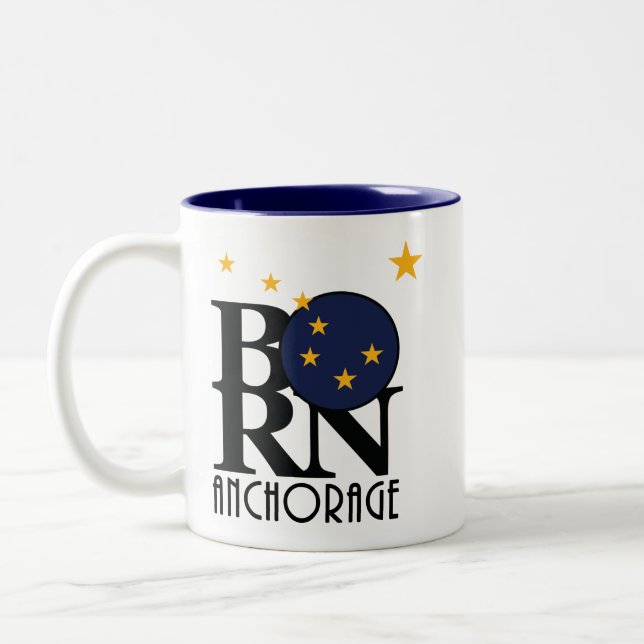 Caneca De Café Em Dois Tons NASCER Anchorage Alaska 11oz (Esquerda)