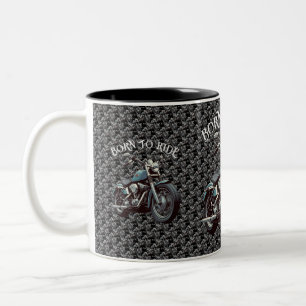 Caneca De Café Em Dois Tons Nascer Clássico De Biker Entusiasta De Motociclism