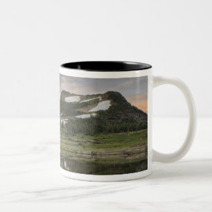 Caneca De Café Em Dois Tons Nascer do sol e reflexo, Parque Nacional Glacier,
