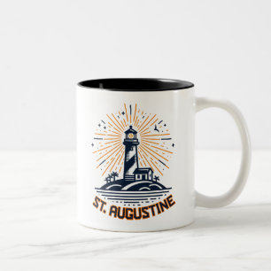 Caneca De Café Em Dois Tons Nascer do sol no farol de St. Augustine Flórida