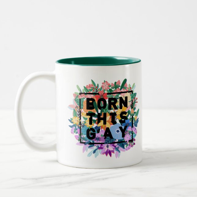 Caneca De Café Em Dois Tons Nascer Este Orgulho Floral Gay (Esquerda)