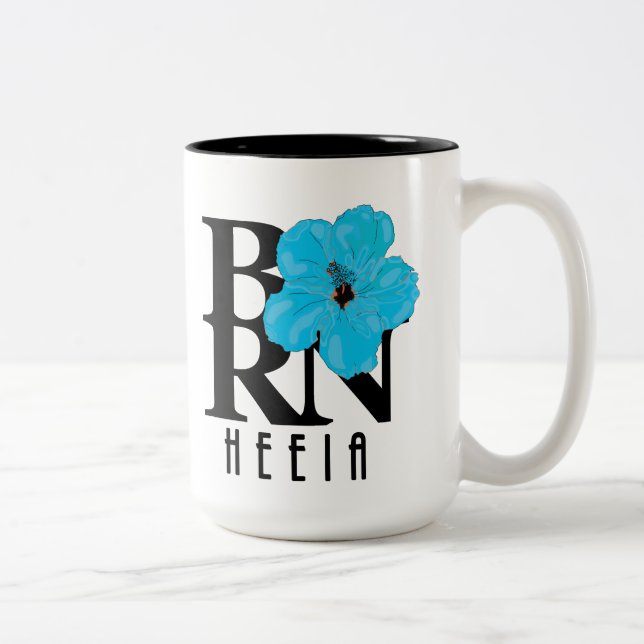 Caneca De Café Em Dois Tons NASCER Heeia Blue Hibiscus 15oz (Direita)