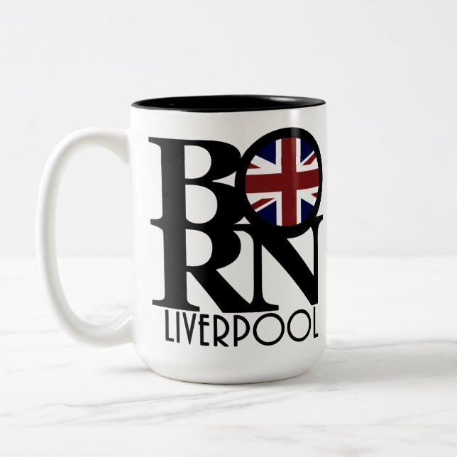 Caneca De Café Em Dois Tons NASCER Liverpool England (UK Flag) 15oz (Esquerda)