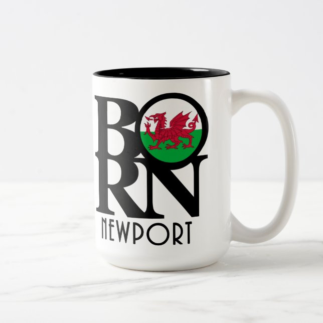 Caneca De Café Em Dois Tons NASCER Newport Wales 15oz (Direita)