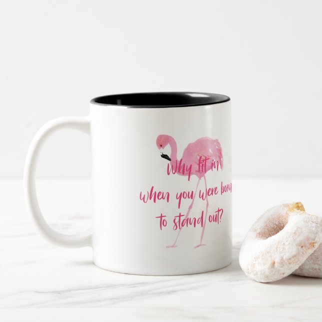 Caneca De Café Em Dois Tons Nascer para afastar Flamingo (Com Donut)