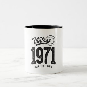 Caneca De Café Em Dois Tons Nascer Vintage em 1971 - 51ruas Aniversário Clássi