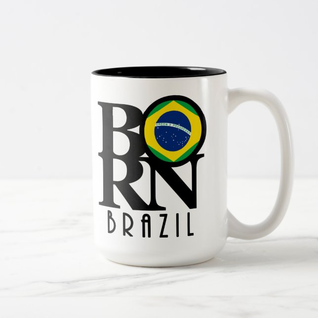Caneca De Café Em Dois Tons NASCIDO Brasil 15oz (Direita)