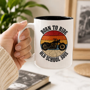 Caneca De Café Em Dois Tons Nascido para Pilotar Alma Old School Motociclista 