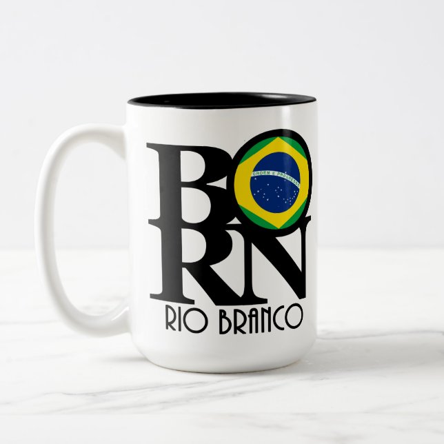 Caneca De Café Em Dois Tons NASCIDO Rio Branco 15 oz (Esquerda)