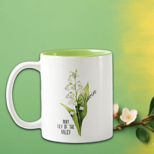Caneca De Café Em Dois Tons Nascimento Mês De Flor Maio De Lily Do Nome Do Val