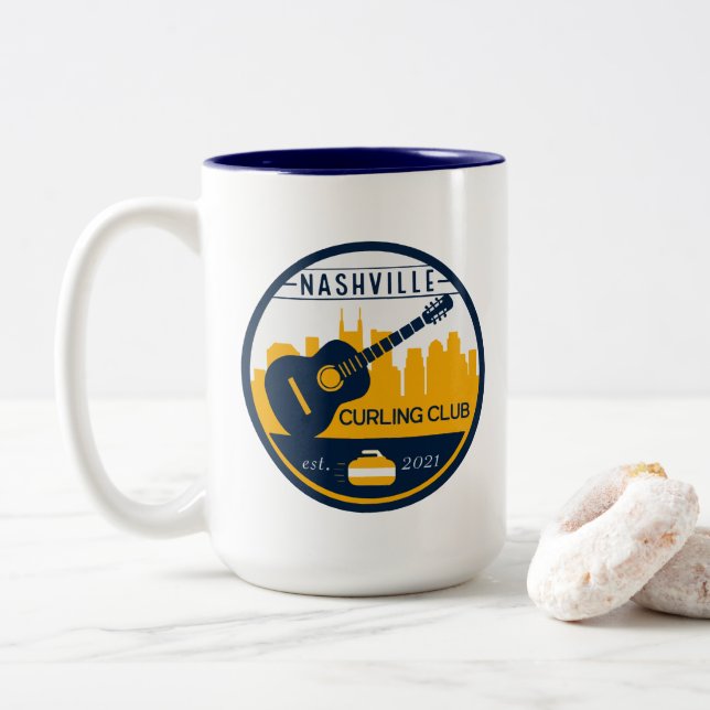 Caneca De Café Em Dois Tons Nashville Curling Club Mug (Com Donut)