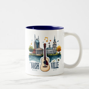 Caneca De Café Em Dois Tons Nashville Tennessee Music City