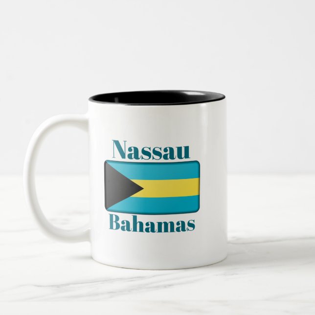Caneca De Café Em Dois Tons Nassau Bahamas Flag (Esquerda)