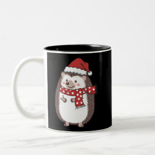 Caneca De Café Em Dois Tons Natal adorável do ouriço-cacheiro das festas
