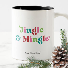 Caneca De Café Em Dois Tons Natal Alegre Retro Brilhante Divertido Festa de Na