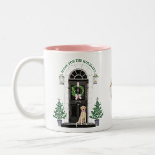 Caneca De Café Em Dois Tons Natal amarelo do feriado de labrador retriever do