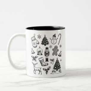 Caneca De Café Em Dois Tons Natal Antigo 90 Retro Xmas Férias