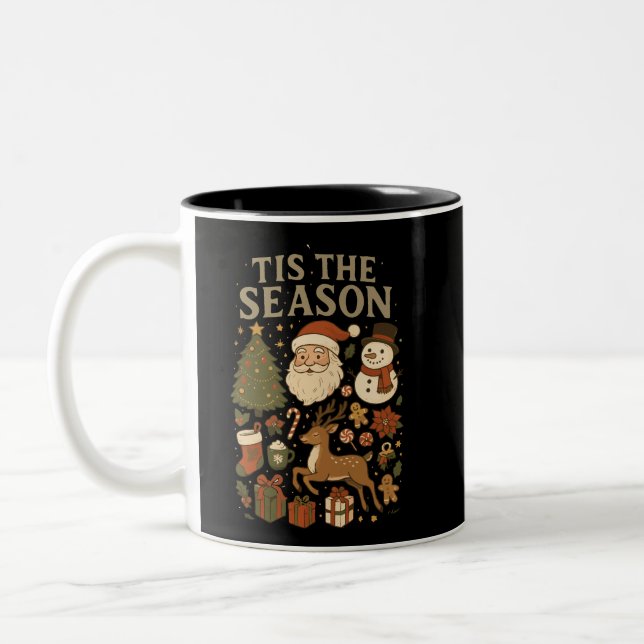 Caneca De Café Em Dois Tons Natal Antigo É a Época Retro Papai Noel (Esquerda)