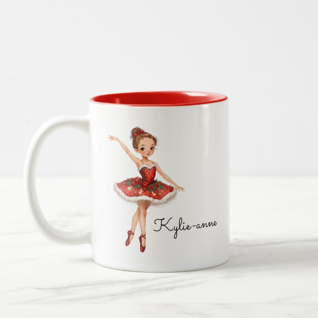 Caneca De Café Em Dois Tons Natal Ballerina Girl (Esquerda)