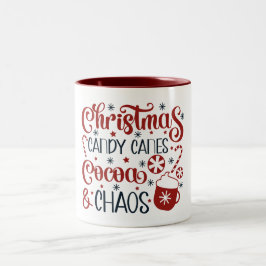 Caneca De Café Em Dois Tons Natal, Bengalas de Açúcar, Cacau & Caos