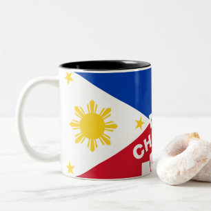 Caneca De Café Em Dois Tons Natal da bandeira filipina: Feliz Natal e Melhor