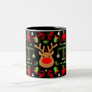 Caneca De Café Em Dois Tons Natal da construção de edifícios