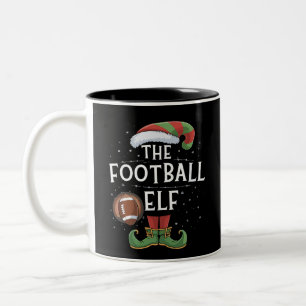 Caneca De Café Em Dois Tons Natal da Família Elf de Futebol Americano