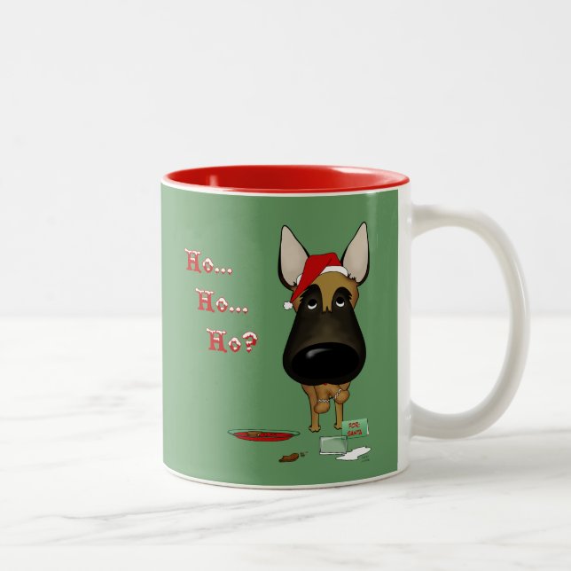 Caneca De Café Em Dois Tons Natal de Malinois do belga - Ho Ho Ho??? (Direita)
