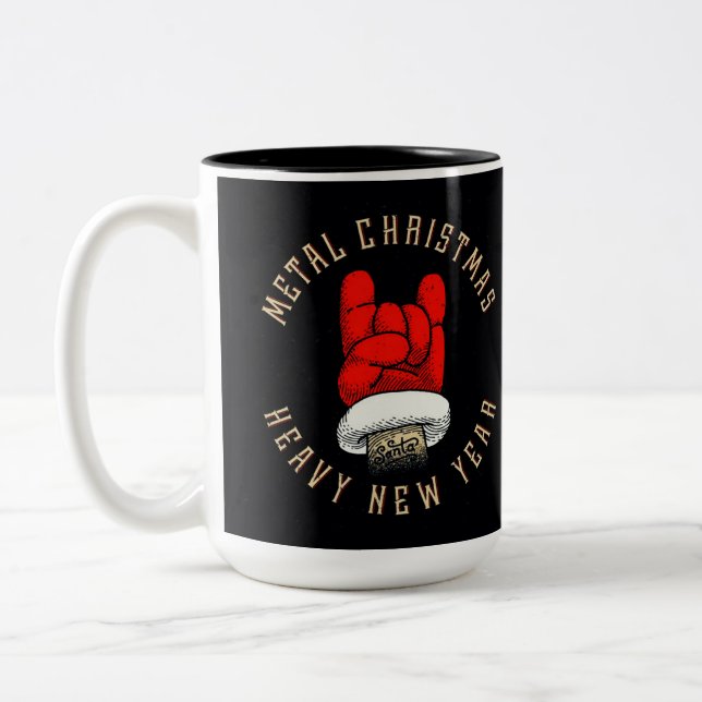Caneca De Café Em Dois Tons Natal de Metal Pesado (Esquerda)