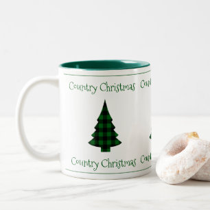 Caneca De Café Em Dois Tons Natal de Natal de Xadrez de Buffalo Check