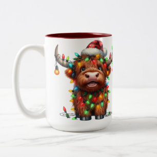 Caneca De Café Em Dois Tons Natal de Vaca das Terras Altas