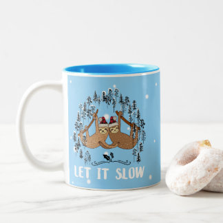 Caneca De Café Em Dois Tons Natal do Amante de Preguiça Divertido Deixe Ralar