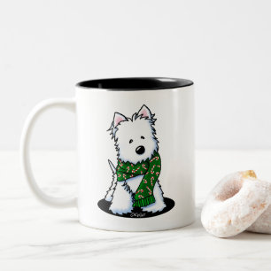 Caneca De Café Em Dois Tons Natal do Cachorro KiniArt Westie