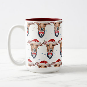 Caneca De Café Em Dois Tons Natal do Cão da Raça Galgo Italiano