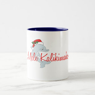 Caneca De Café Em Dois Tons Natal do Hawaiian do golfinho do papai noel