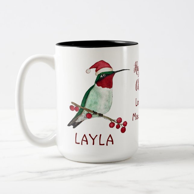 Caneca De Café Em Dois Tons Natal do Hummingbird Personalizado (Esquerda)