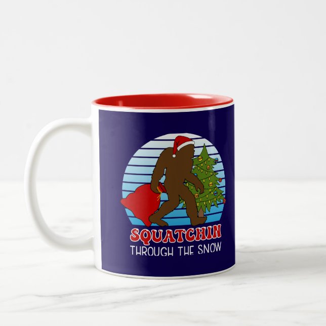 Caneca De Café Em Dois Tons Natal do Nome Personalizado Bigfoot (Esquerda)