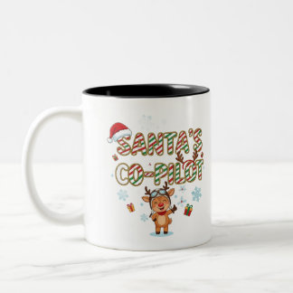 Caneca De Café Em Dois Tons Natal do Renas Coadjuvante de Papai Noel