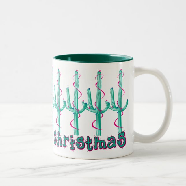 Caneca De Café Em Dois Tons Natal do Sudoeste Saguaro (Direita)