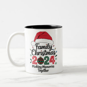 Caneca De Café Em Dois Tons Natal em Família 2024 Criando Memórias Juntos